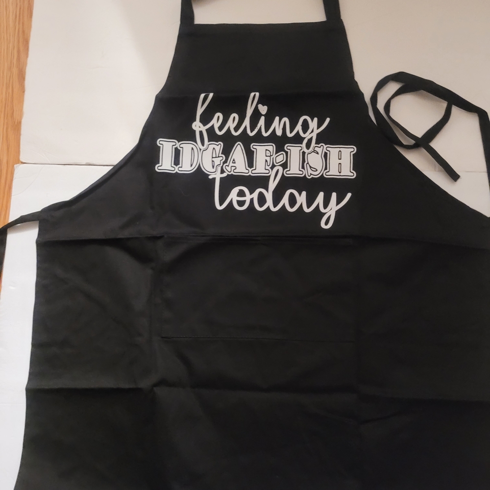 Humorous Black Apron with White Text